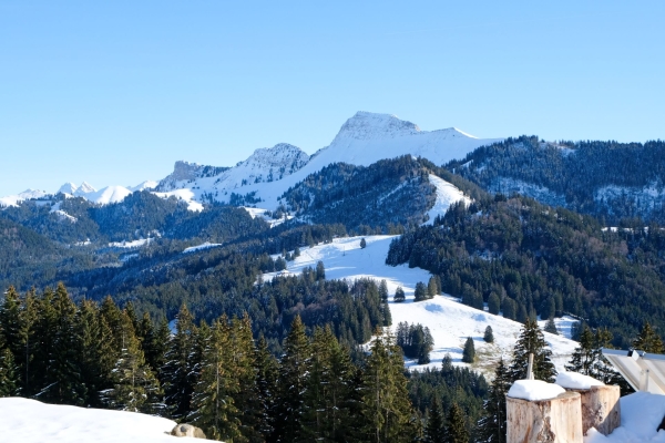 En Raquettes dans un domaine skiable fribourgeois