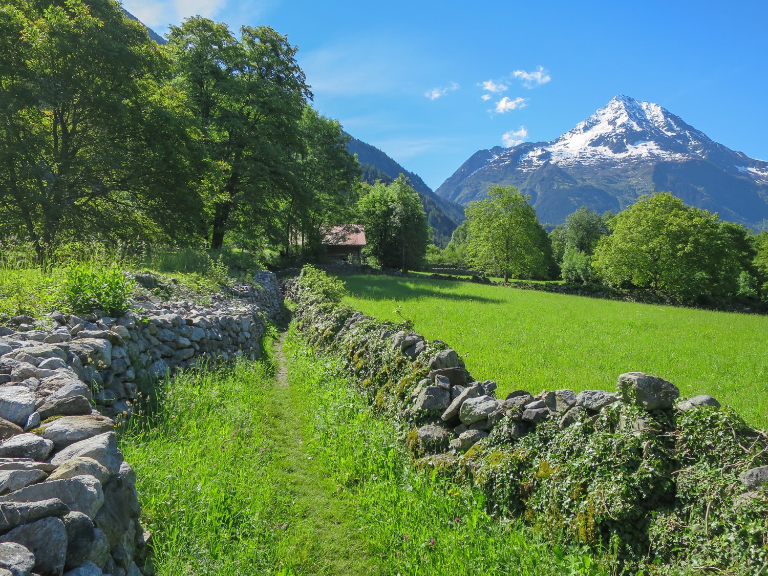 Bei Buchholz: Trockensteinmauern und der Bristen leiten den Weg. Bilder: Andreas Staeger