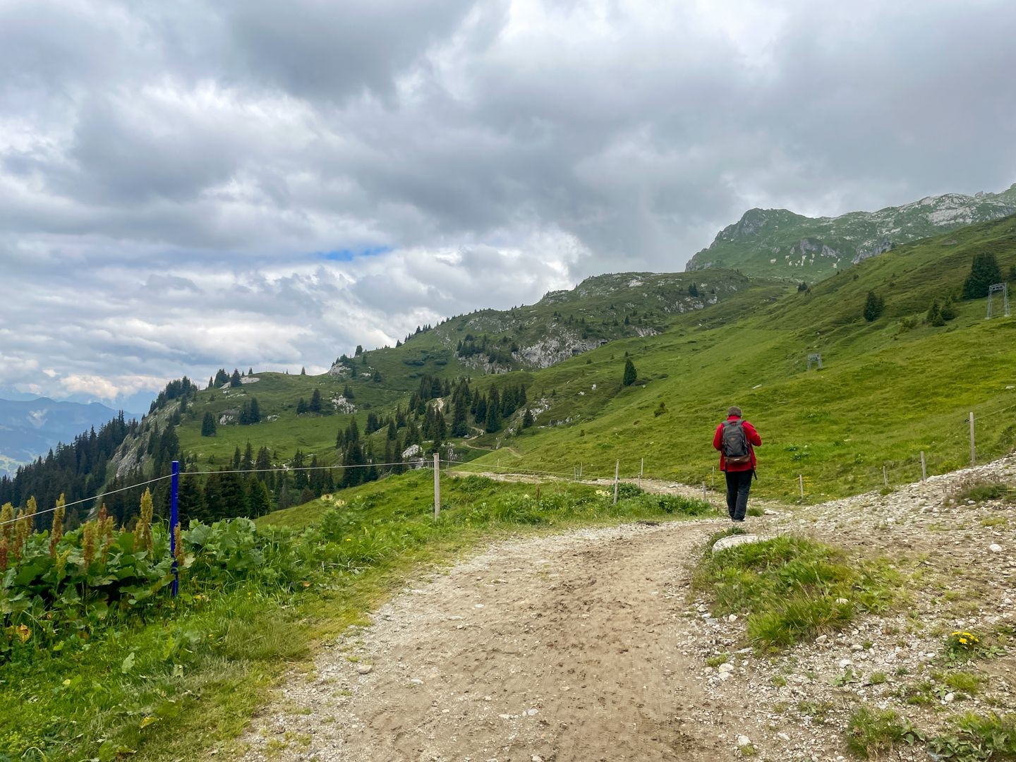 Depuis Madrisa, le chemin traverse un paysage alpin sauvage en direction du Jägglisch Hora.