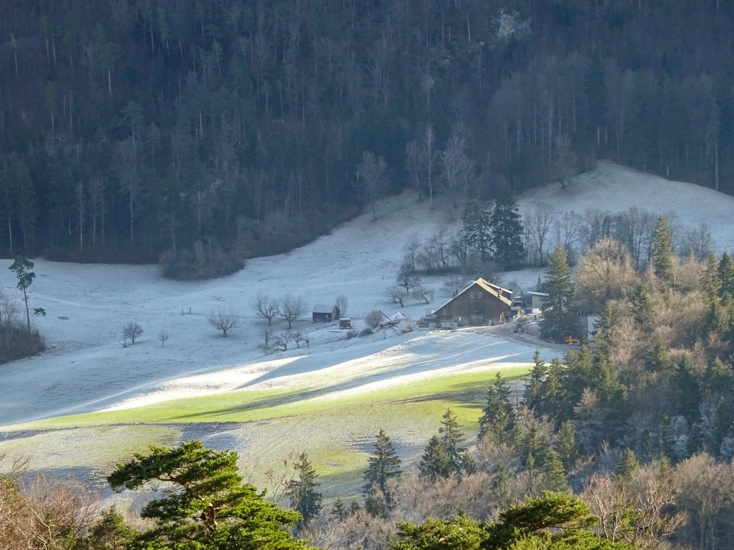 La Sollmatt et l’enclos des bisons sur le versant opposé