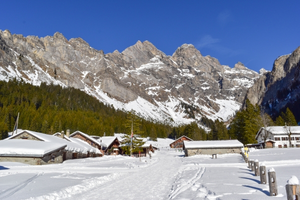 Auf die verschneite Alp Solalex