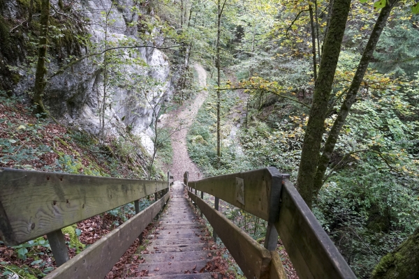 Über steile Stufen der Gorges de Perrefitte