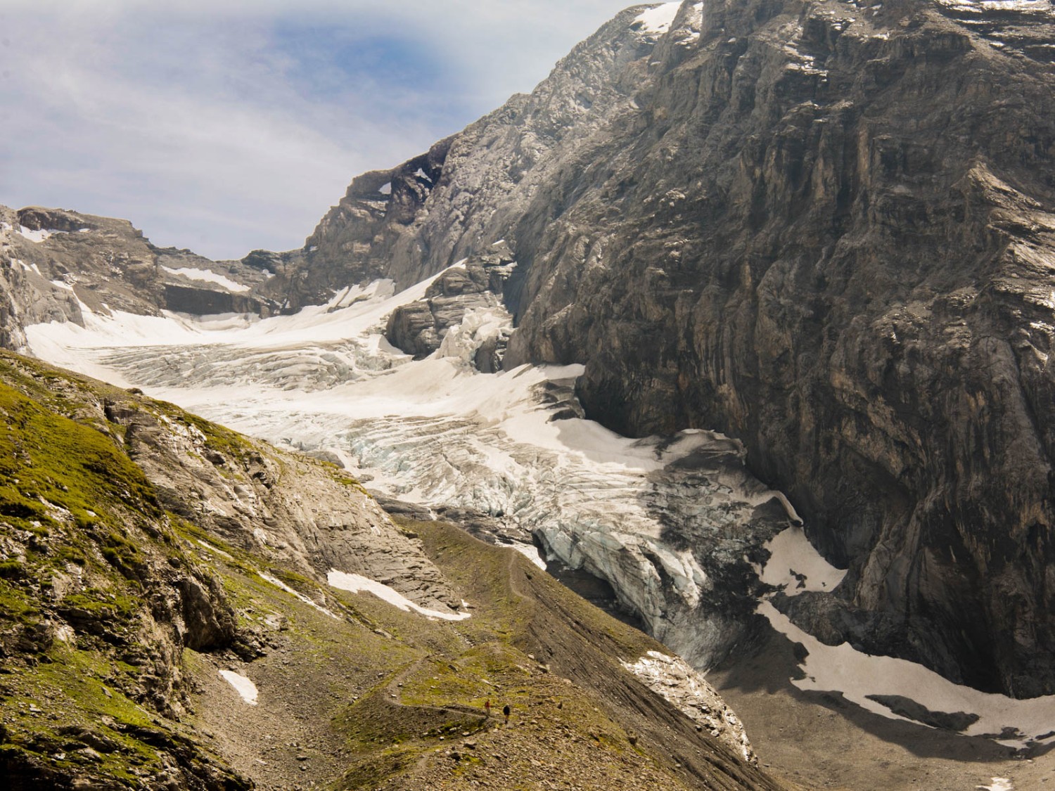 Le passage par la moraine permet de rejoindre la cabane du Gspaltenhorn. Photo: Raja Läubli