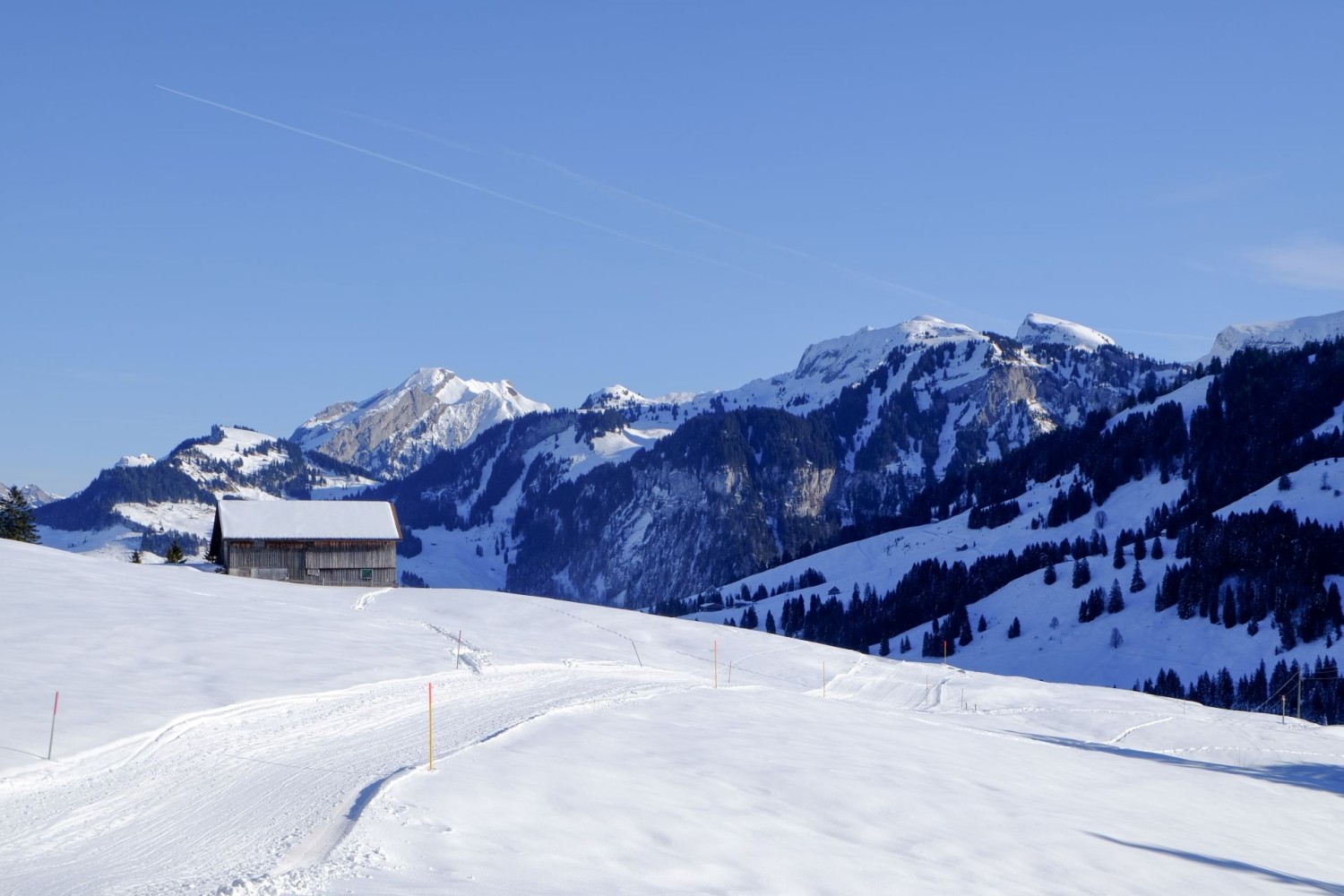 En hiver, le Schwyzerweg est bien préparé.