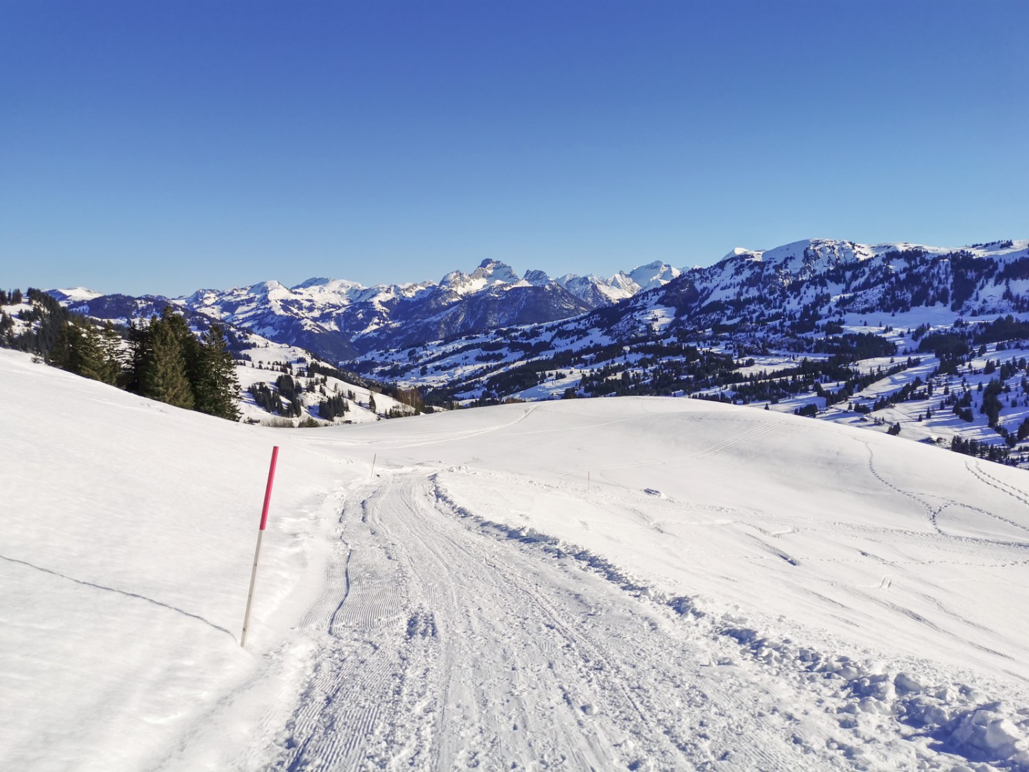 Très belle vue depuis le versant ensoleillé du Rellerli. Photo: Andreas Staeger