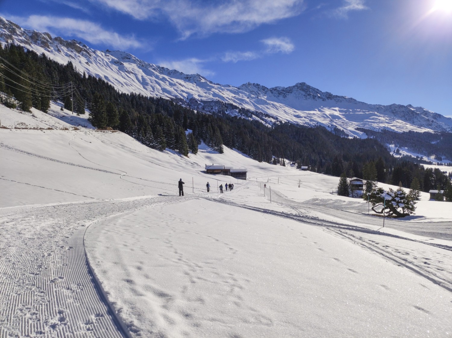 Depuis Mittelberg, le chemin grimpe en pente douce en direction de Parpan. Photo: Michael Dubach